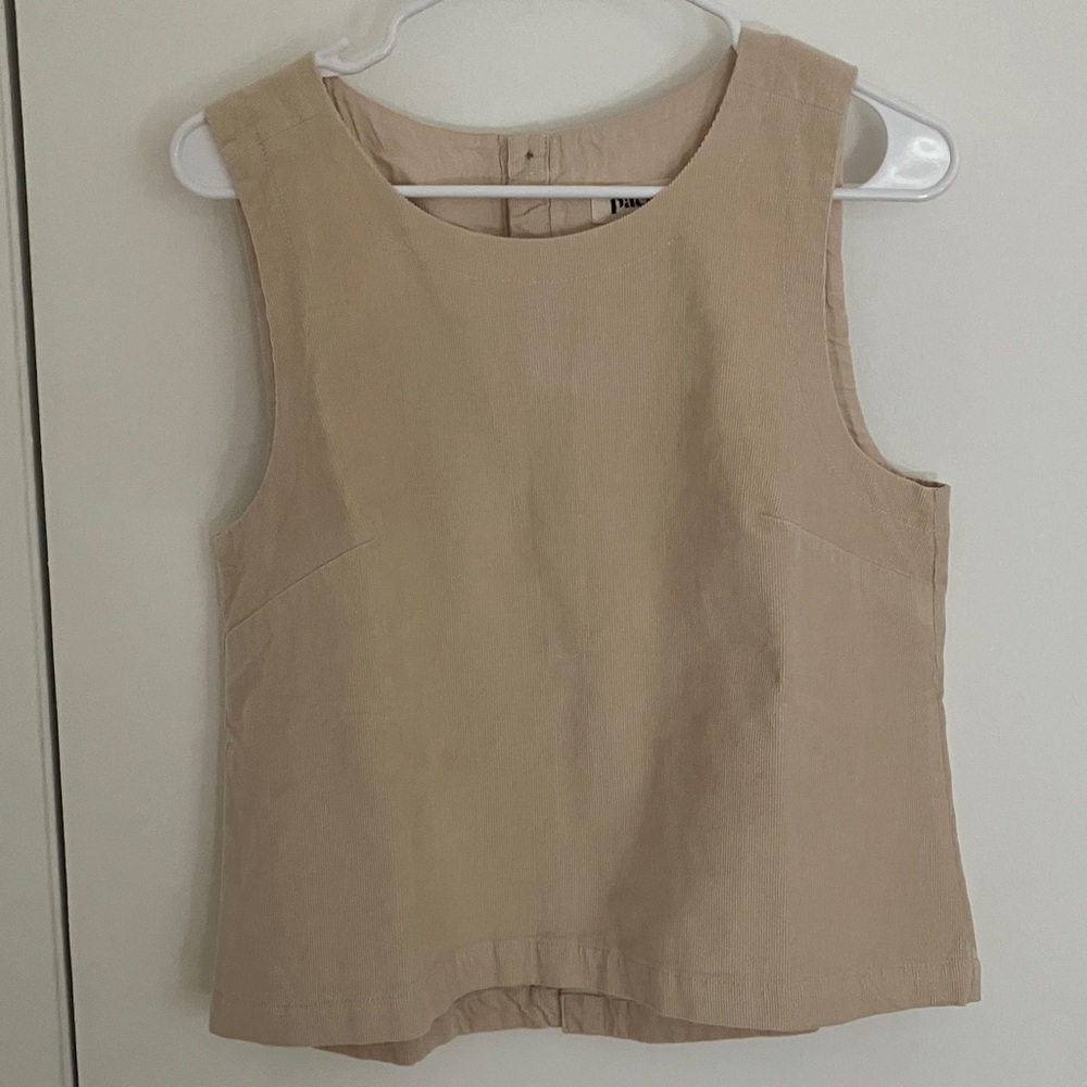 Pact Modern Corduroy Button Back Tank in Sandshell Size Medium